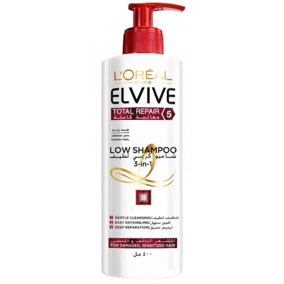LOREAL ELVIVE TOTAL REPAIR 5 LOW SHAMPOO — GENTLE CLEANSING CREAM FOR DAMAGED HAIR 400 ML